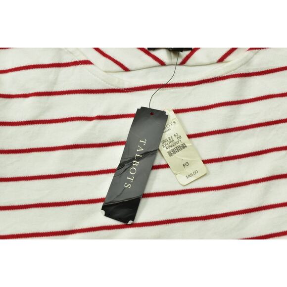 Talbots Women's Shift Dress White Red Petite Size Sp Cotton Short Sleeve NEW - Picture 4 of 8